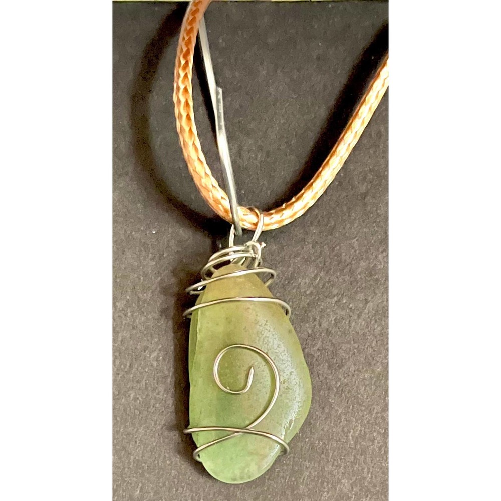 Aventurine Wire Wrapped Stone Pendant.